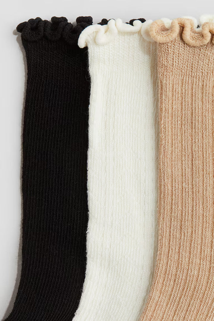 H&M 3-PACK SOCKS WITH OVERLOCKED TRIM