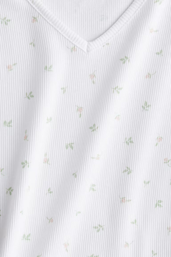 H&M RIBBED COTTON JERSEY TOP