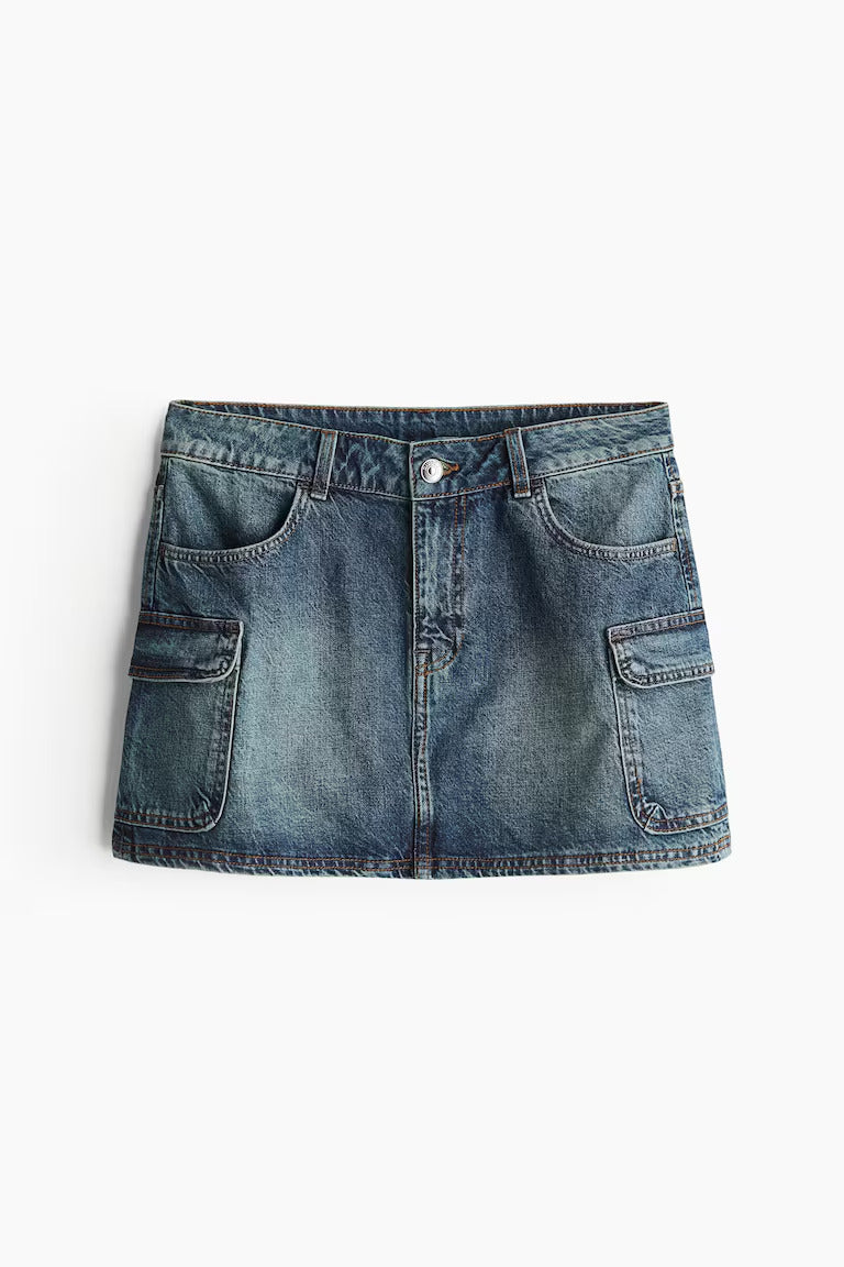 H&M DENIM CARGO MINI SKIRT