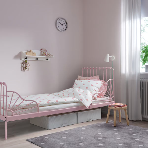 IKEA MINNEN Ext bed frame with slatted bed base, white, 38 1/4x74 3/4 "