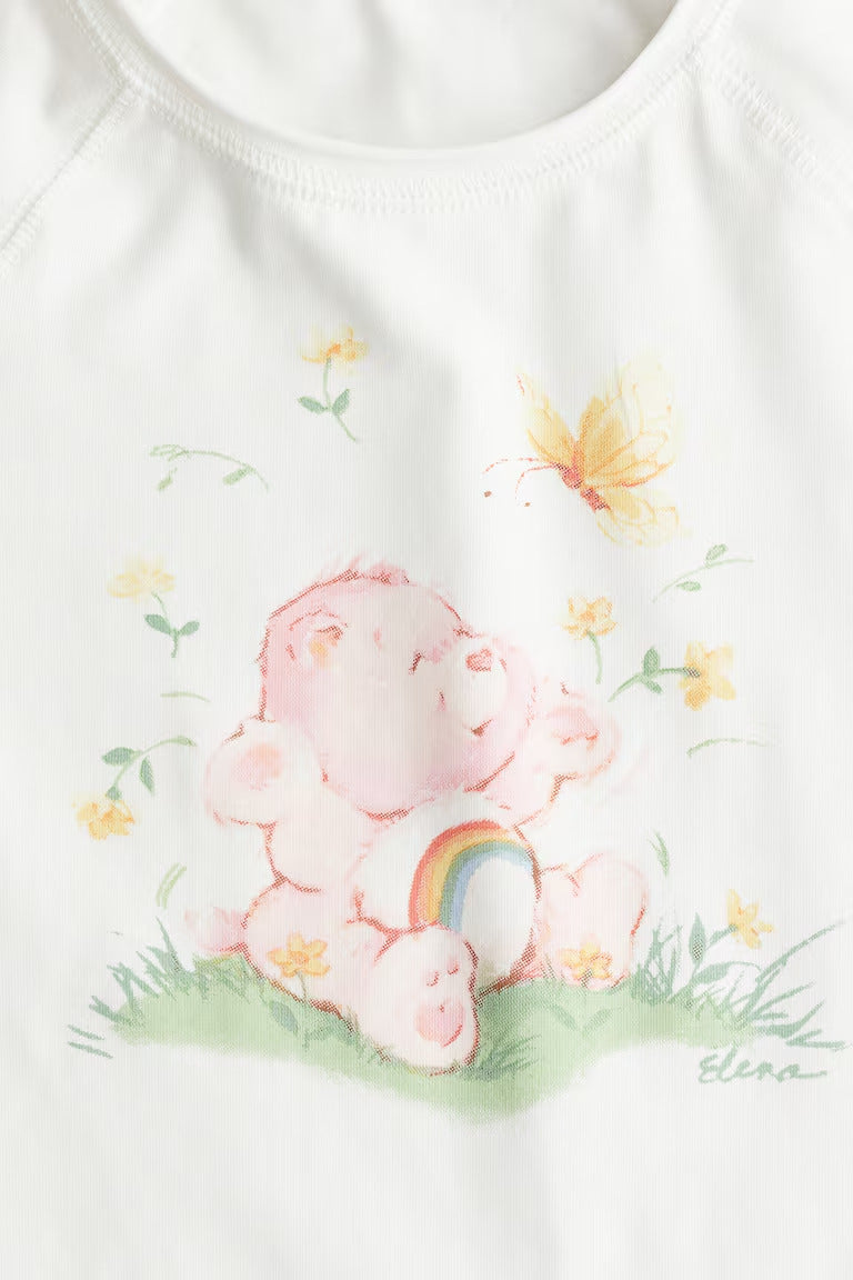 H&M JERSEY TOP WITH PRINTED MOTIF