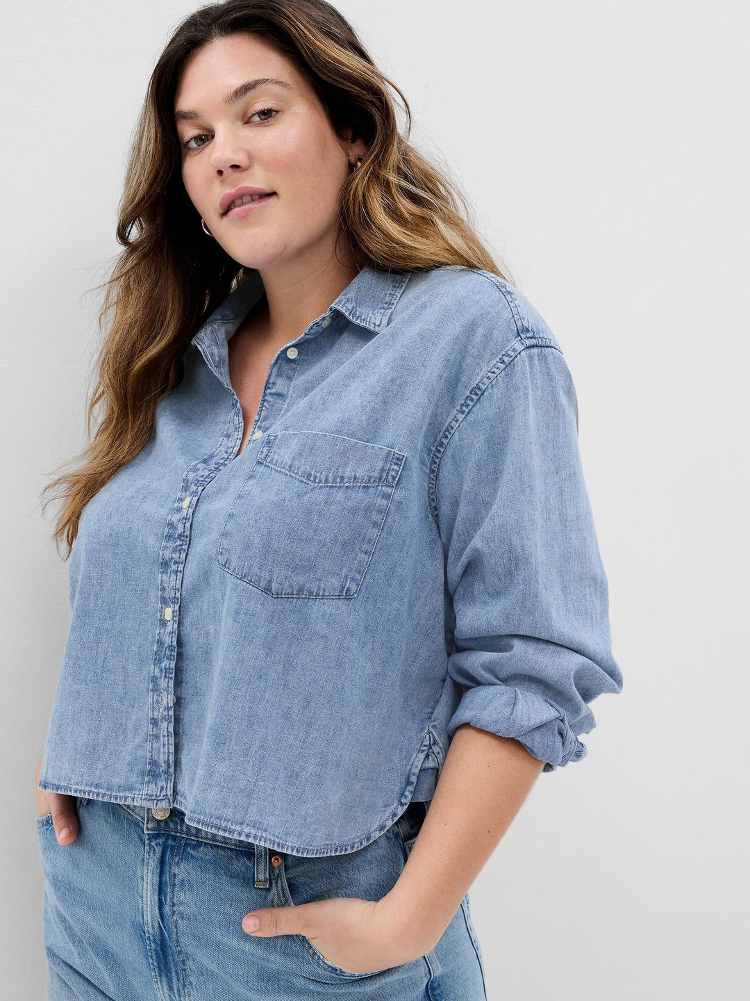 Gap Cropped Denim Shirt