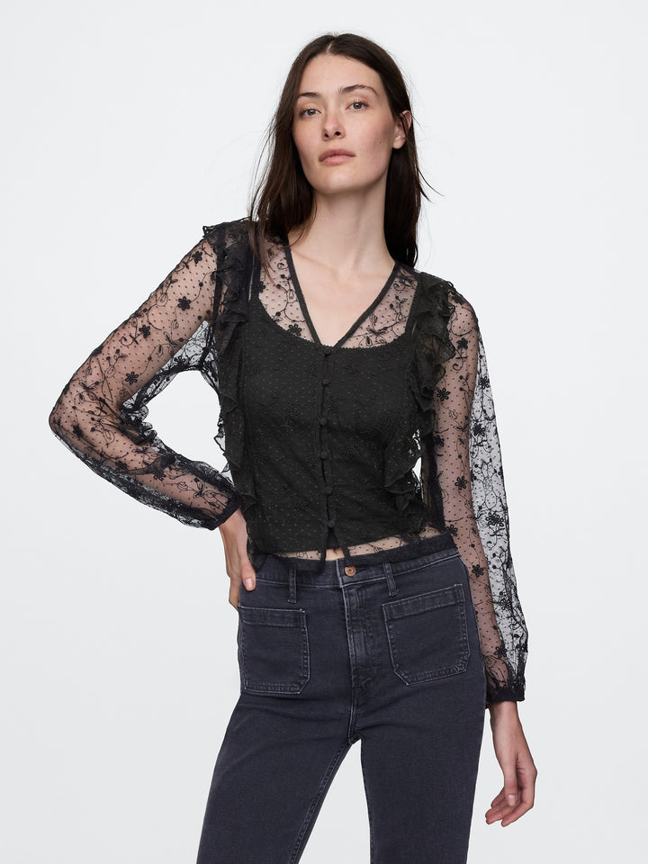 Gap Recycled Lace Ruffle Top