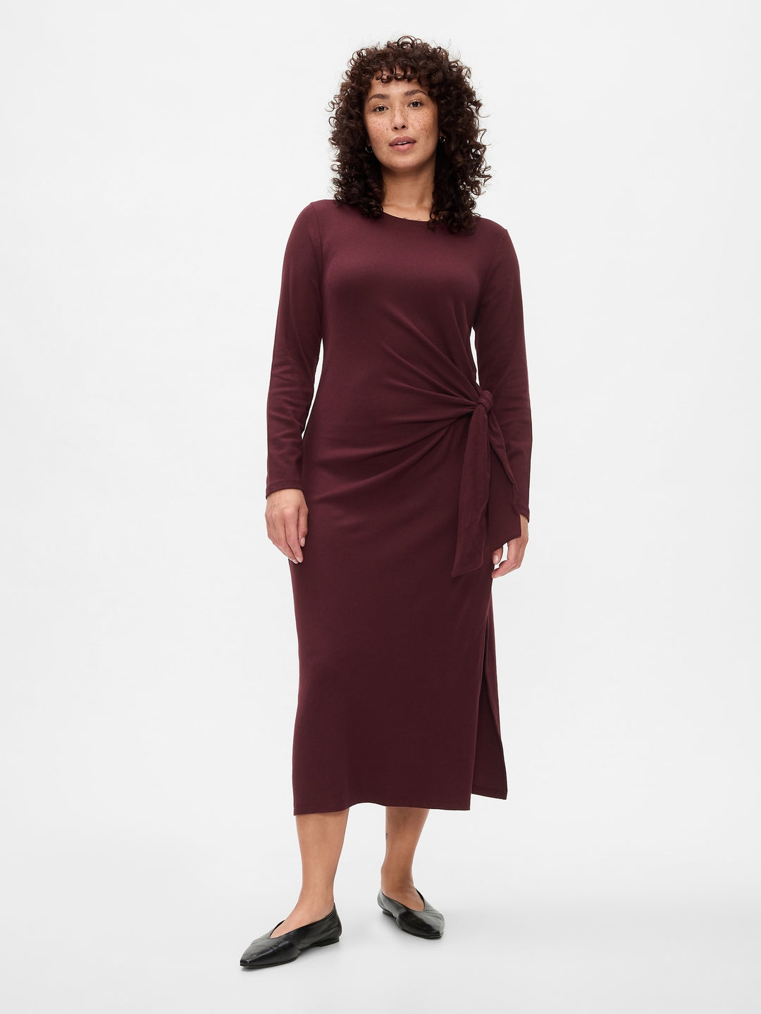 Gap Modern Rib Tie-Knot Midi Dress