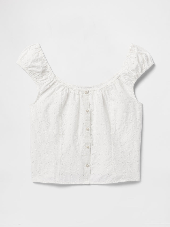 Gap Cap-Sleeve Eyelet Top