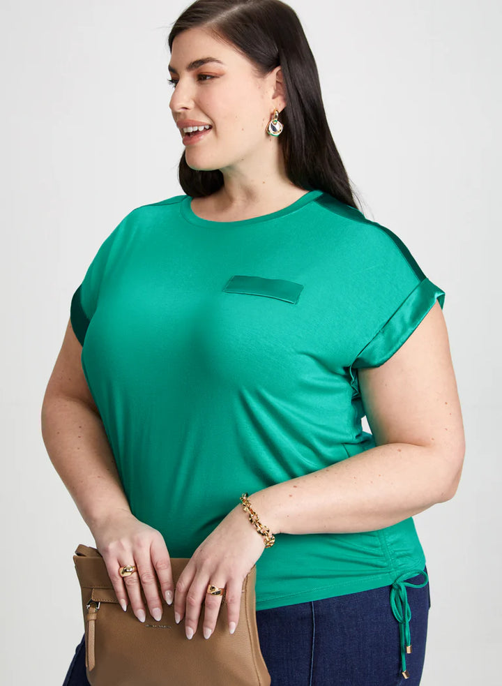 LAURA Solid T-Shirt with Satin Details
