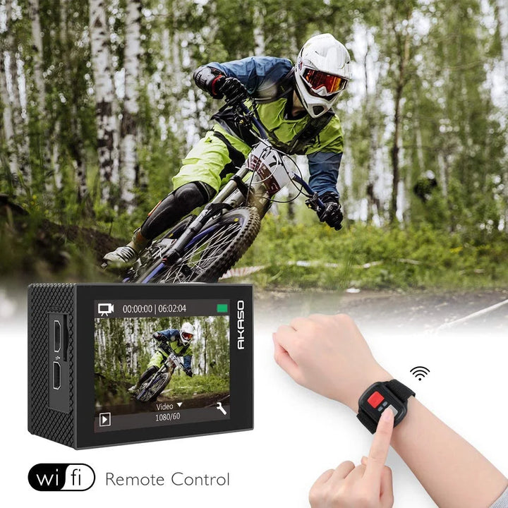 AKASO EK7000 Pro 4K Action Camera with Touch Screen EIS Adjustable View Angle Web Underwater Camera 40m Waterproof Camera Remote Control Sports Camera with Helmet Accessories Ki