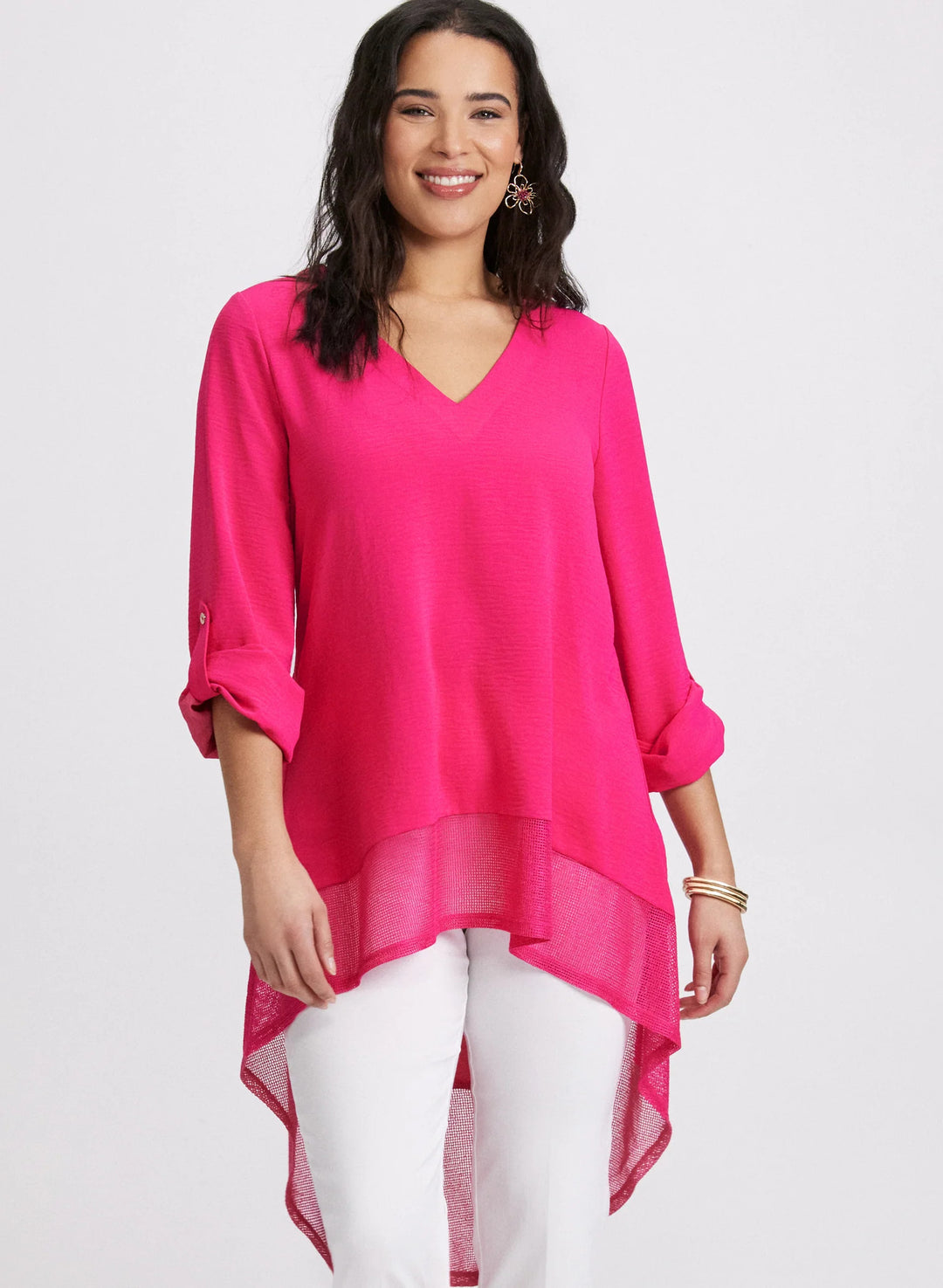 LAURA Asymmetric Mesh Hem Tunic