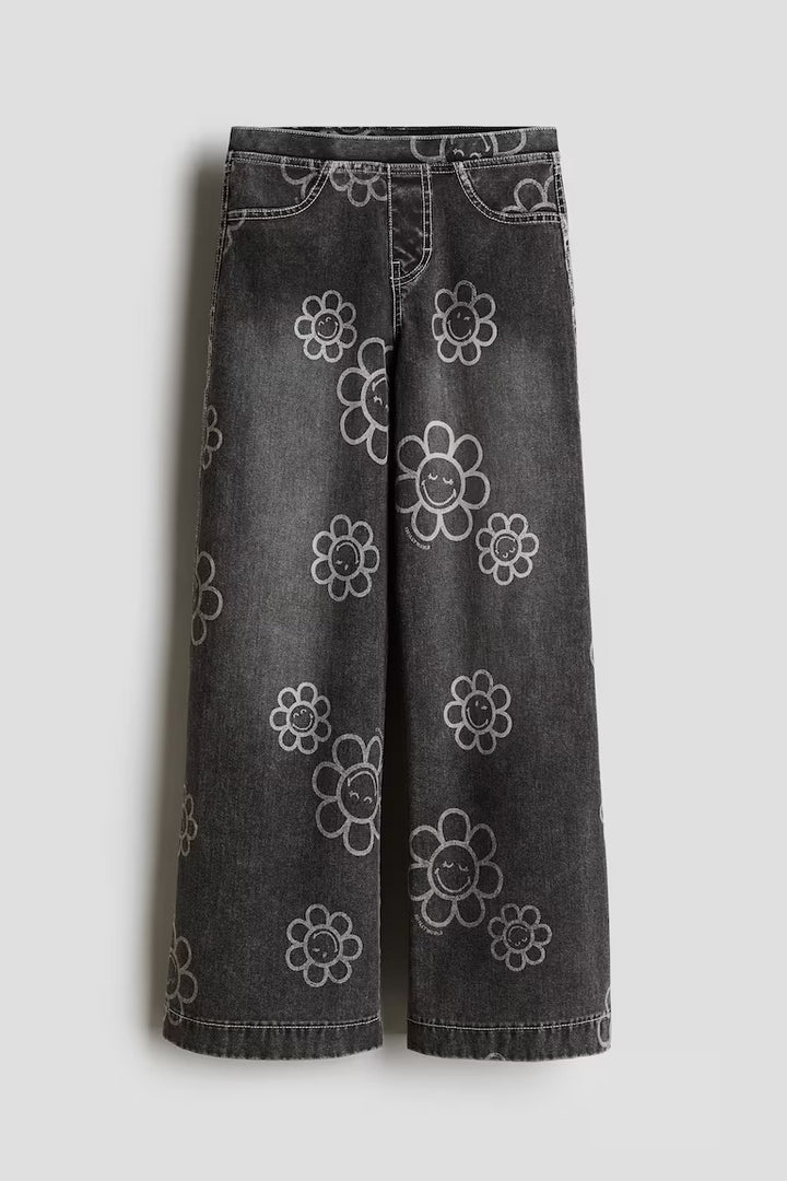 H&M Wide-Leg Denim-Look Pants