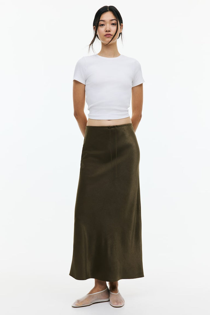 H&M Satin Skirt with Drawstring