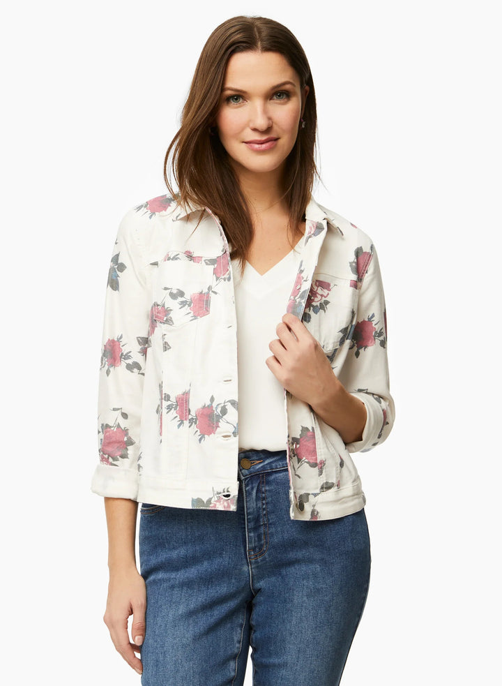 LAURA Floral Print Denim Jacket