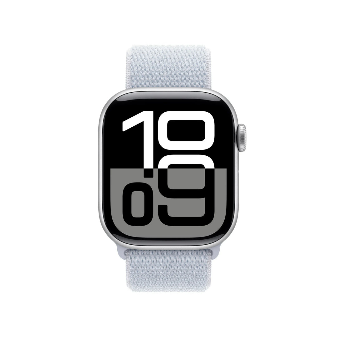 Apple Watch Series 10 GPS + Cellular 46mm Silver Aluminum Case with Blue Cloud Sport Loop