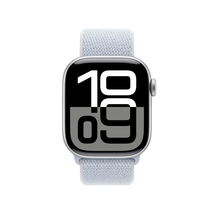 Apple Watch Series 10 GPS + Cellular 46mm Silver Aluminum Case with Blue Cloud Sport Loop