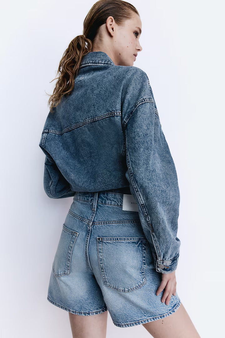 H&M HIGH BERMUDA DENIM SHORTS