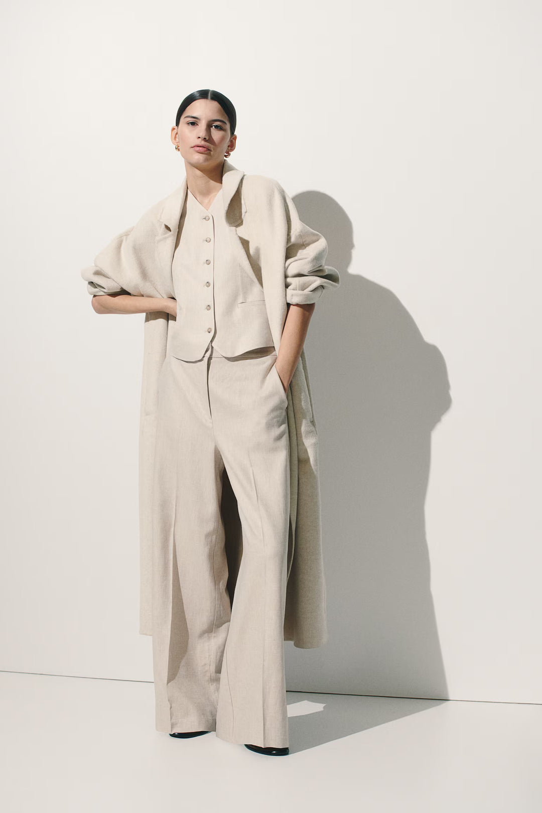 H&M Wide-Leg Linen-Blend Pants