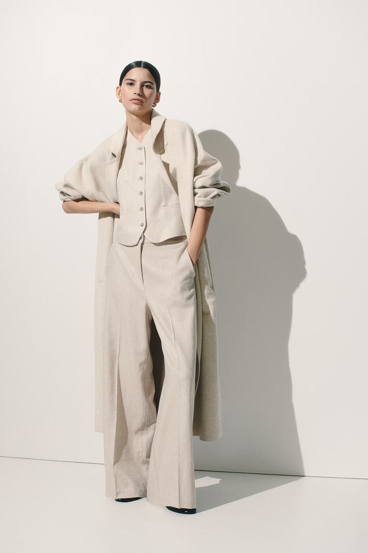 H&M Wide-Leg Linen-Blend Pants