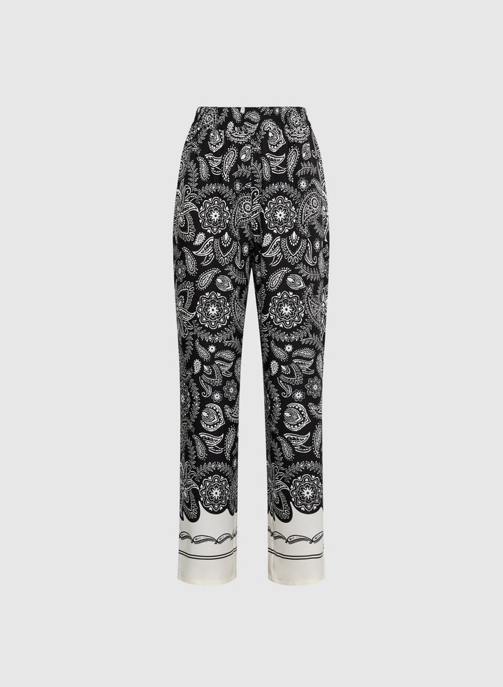 LAURA Olivia Contrast Paisley Wide-Leg Pants