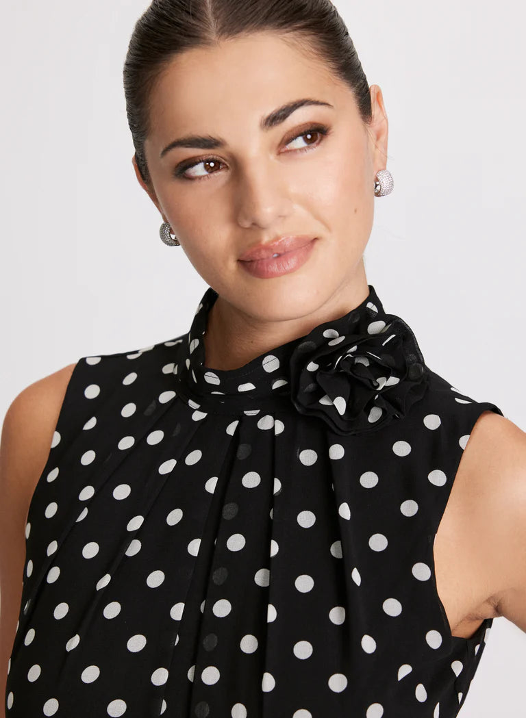 LAURA Polka Dot Rosette Detail Jumpsuit