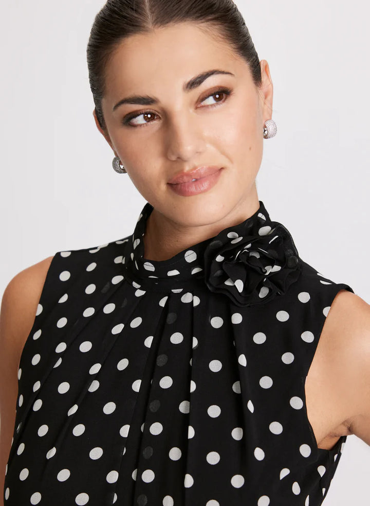 LAURA Polka Dot Rosette Detail Jumpsuit