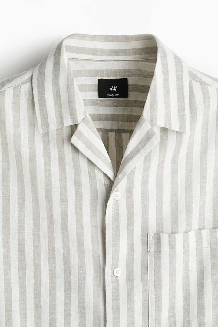 H&M Regular-Fit Short-Sleeved Linen-Blend Shirt