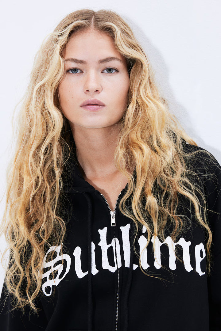 H&M Oversized Hooded Jacket with Motif
