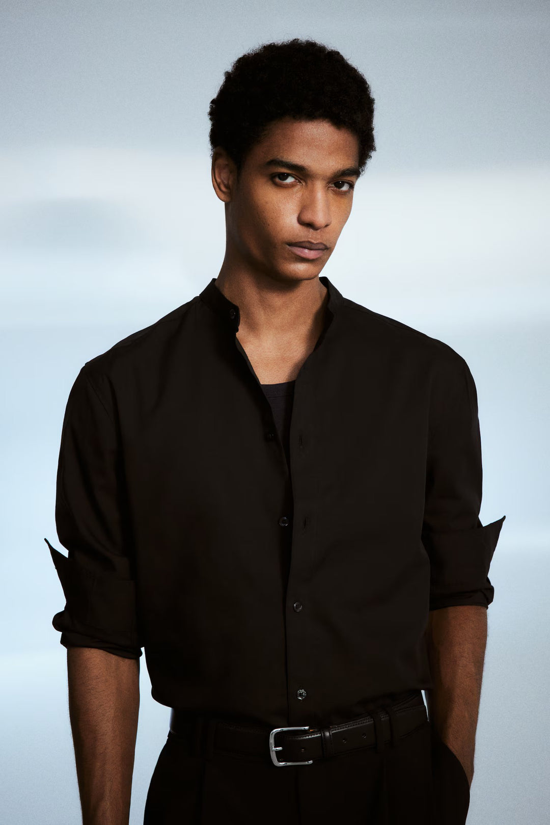 H&M Regular Fit Band-Collar Shirt