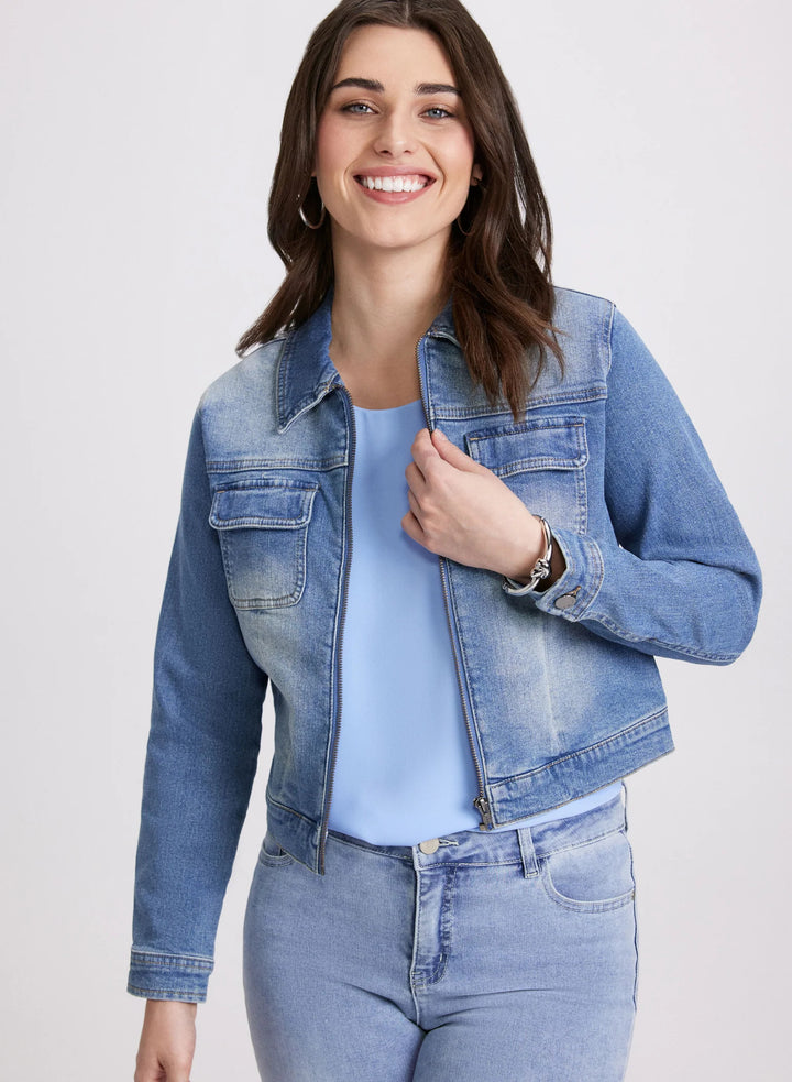 LAURA Zip-Front Denim Jacket