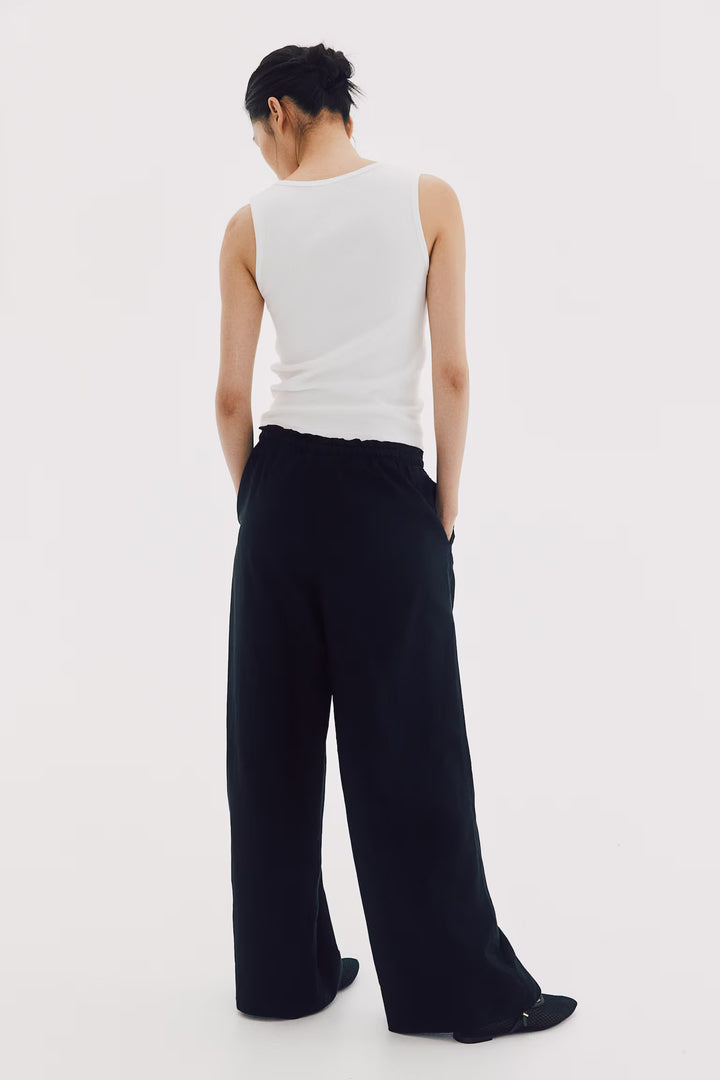 H&M Wide-leg Linen-blend Pants