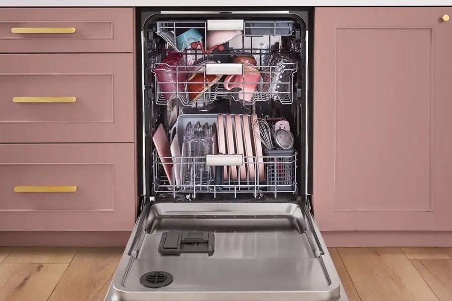 KitchenAid - 24" Top Control Built-In Stainless Steel Tub Dishwasher with 3rd Rack, 50+ Total Wash Jets, 44 dBA - Black stainless steel
