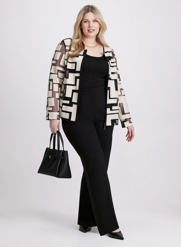 LAURA Joseph Ribkoff - Contrast Print Vegan Leather Jacket