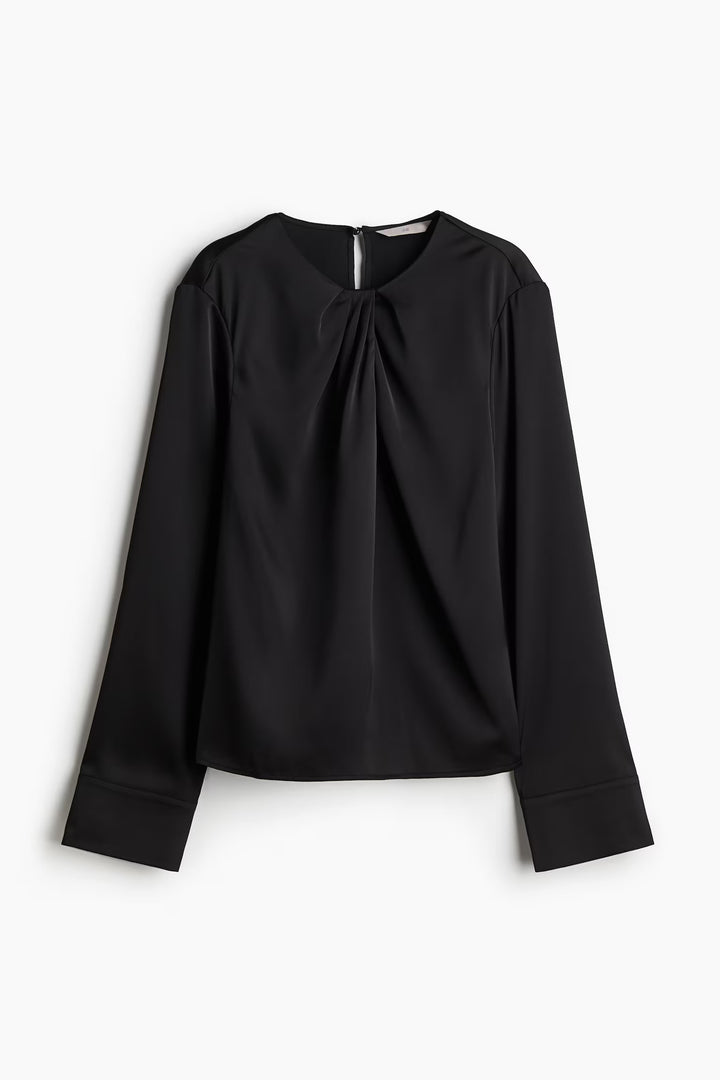 H&M Pleat-Detail Satin Blouse