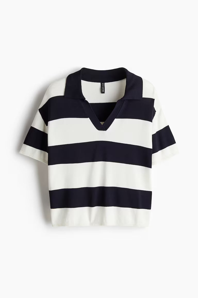 H&M Oversized Fine-Knit Polo Shirt