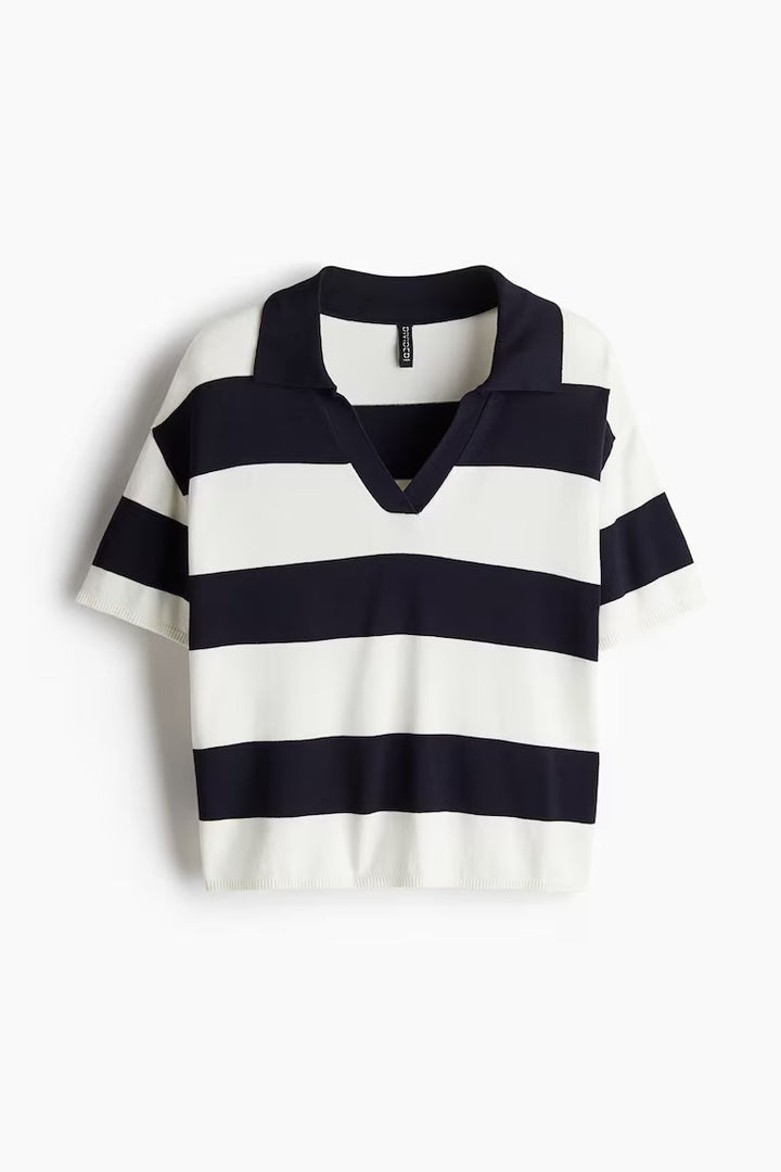 H&M Oversized Fine-Knit Polo Shirt