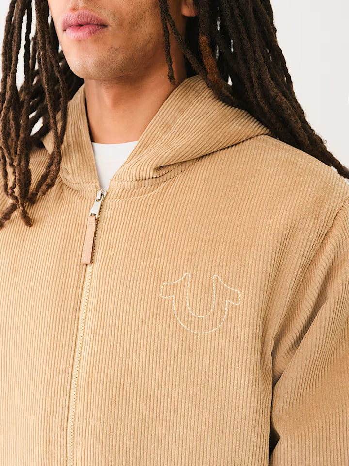 TRUE RELIGION HORSESHOE CORDUROY HOODED JACKET