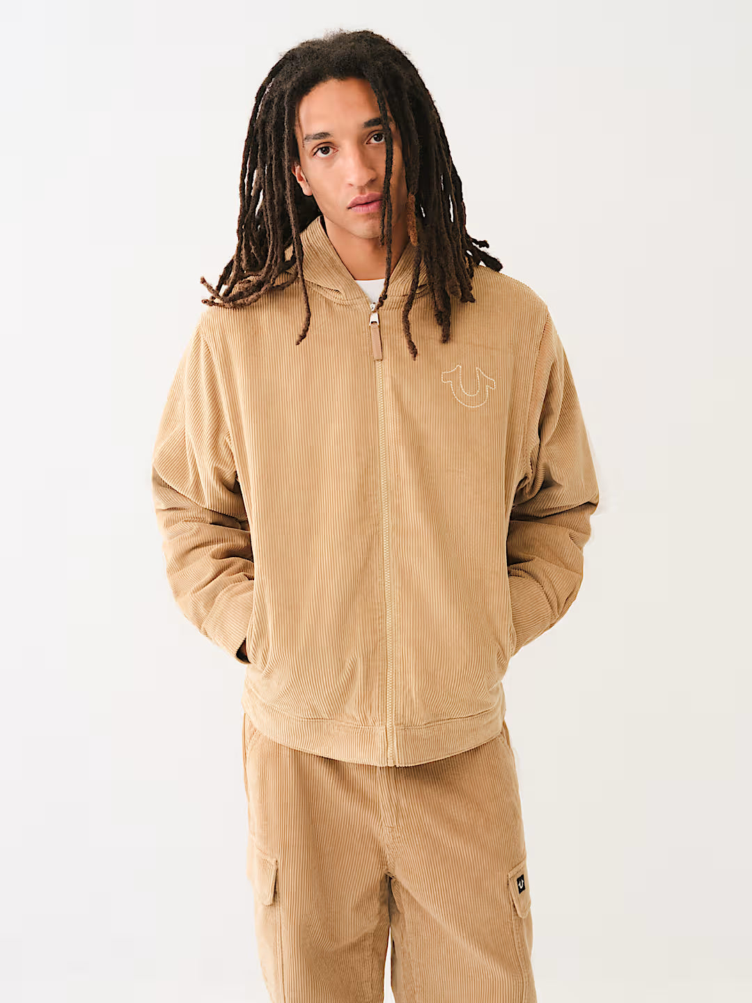 TRUE RELIGION HORSESHOE CORDUROY HOODED JACKET