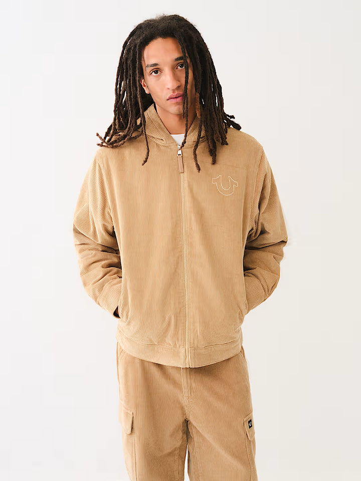 TRUE RELIGION HORSESHOE CORDUROY HOODED JACKET