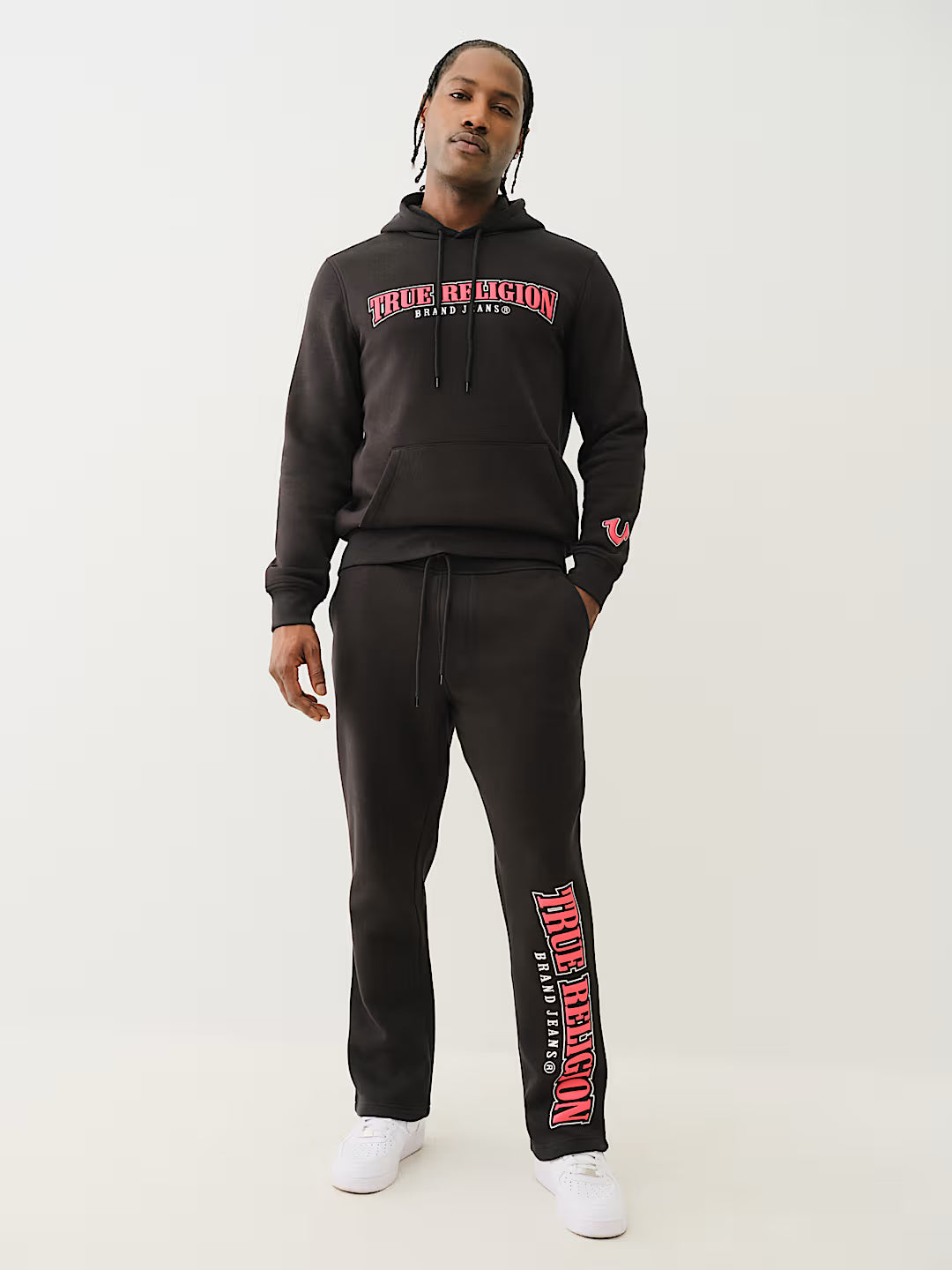 TRUE RELIGION ARCHED LOGO STRAIGHT LEG SWEAT PANT