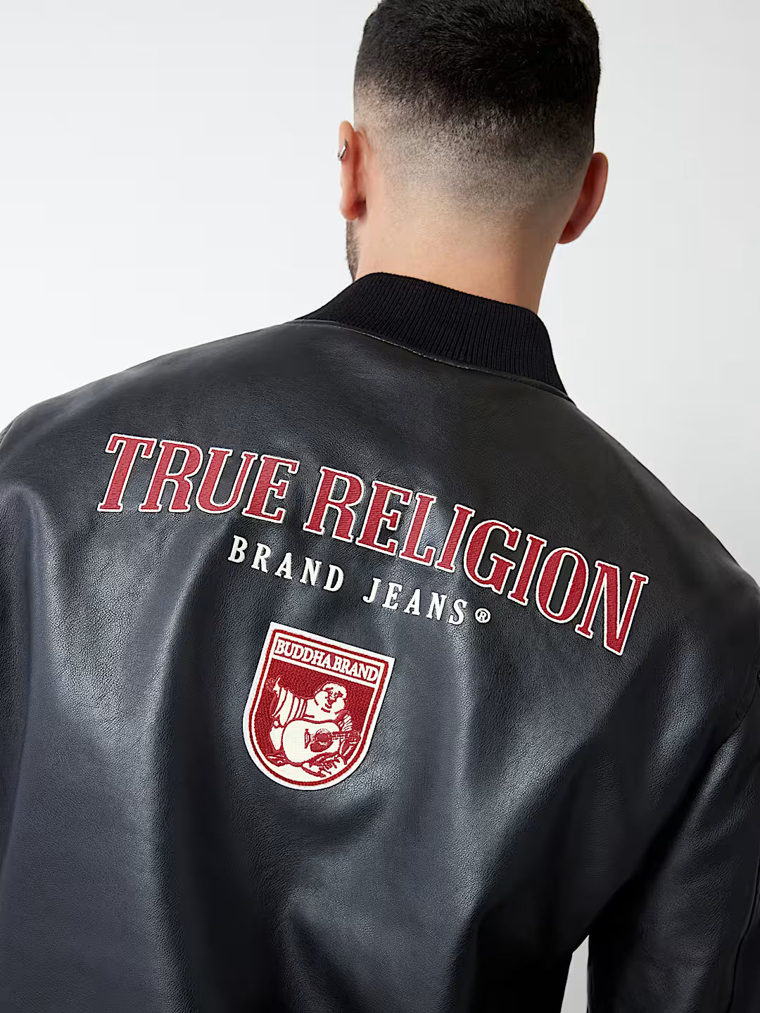 TRUE RELIGION TRUE LOGO PATCH VARSITY JACKET