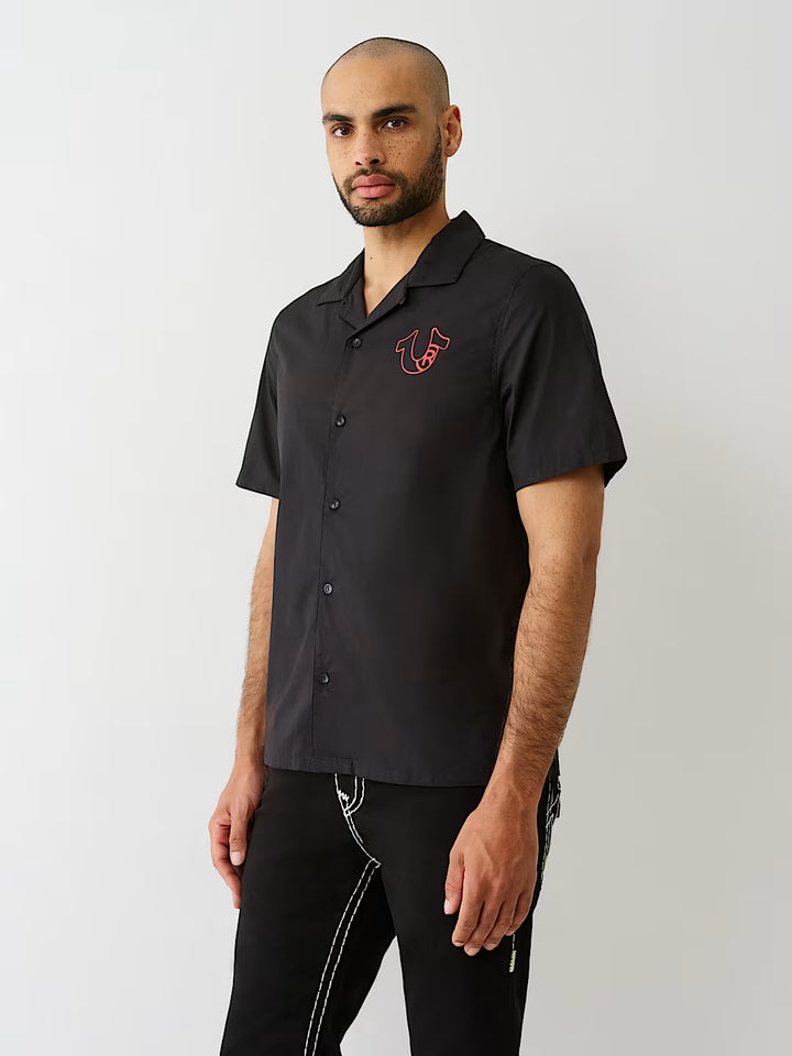 TRUE RELIGION SILICONE LOGO POPLIN SHIRT