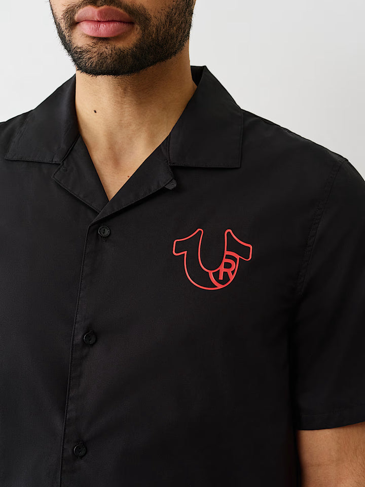 TRUE RELIGION SILICONE LOGO POPLIN SHIRT