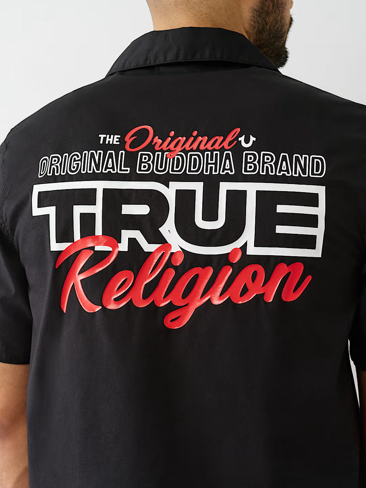 TRUE RELIGION SILICONE LOGO POPLIN SHIRT