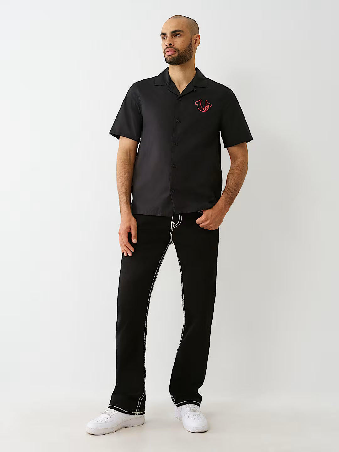 TRUE RELIGION SILICONE LOGO POPLIN SHIRT