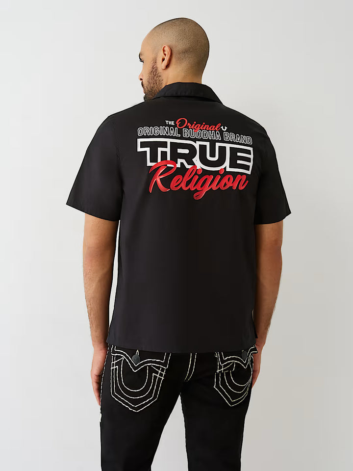 TRUE RELIGION SILICONE LOGO POPLIN SHIRT