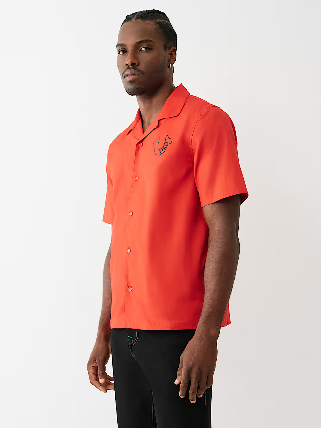 TRUE RELIGION SILICONE LOGO POPLIN SHIRT