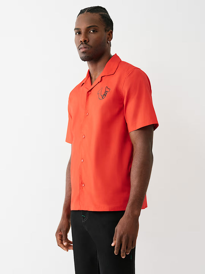 TRUE RELIGION SILICONE LOGO POPLIN SHIRT