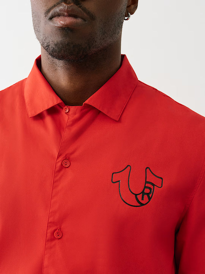 TRUE RELIGION SILICONE LOGO POPLIN SHIRT