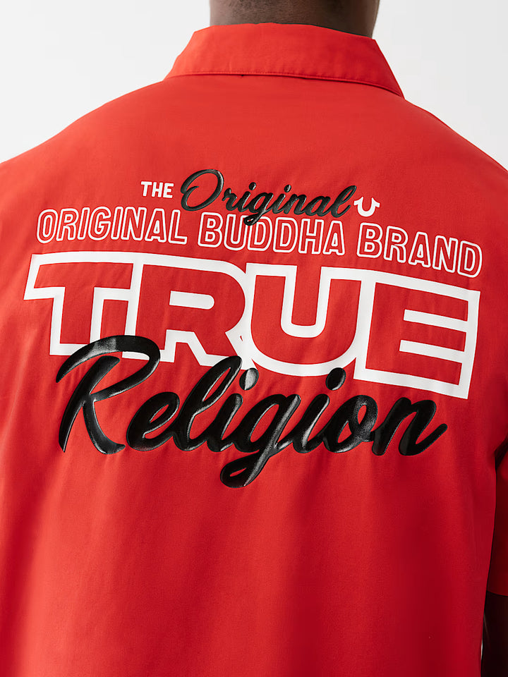 TRUE RELIGION SILICONE LOGO POPLIN SHIRT