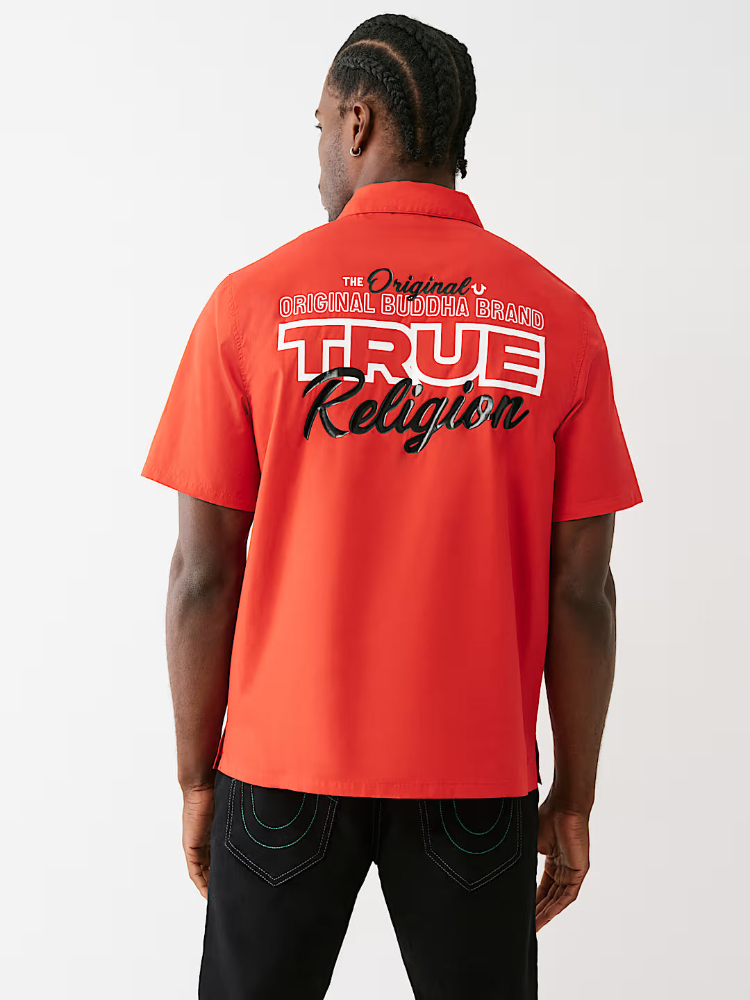 TRUE RELIGION SILICONE LOGO POPLIN SHIRT