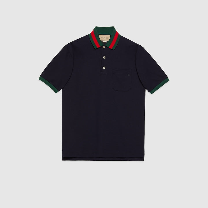 Gucci COTTON PIQUET POLO WITH WEB COLLAR