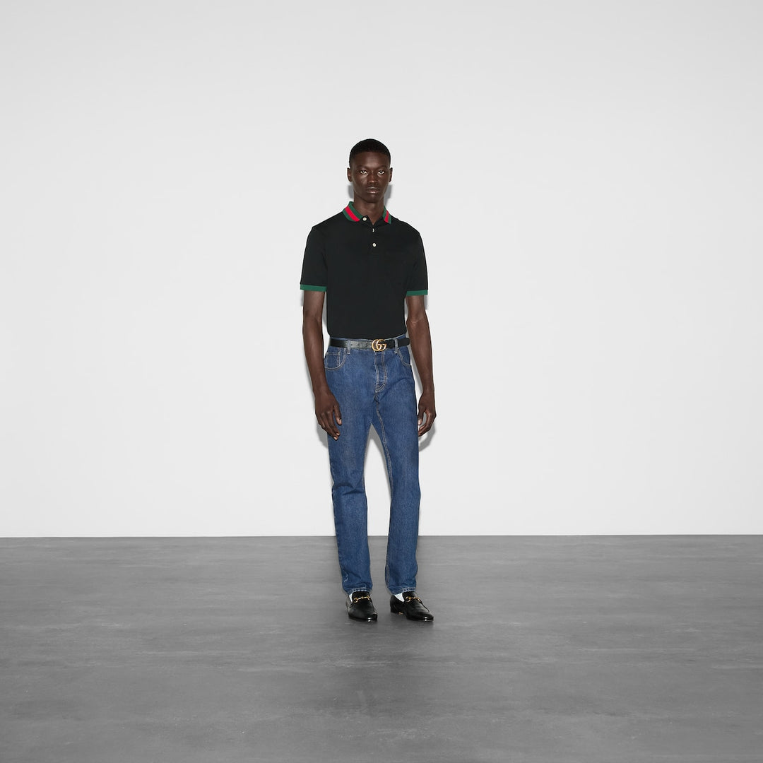 Gucci COTTON PIQUET POLO WITH WEB COLLAR